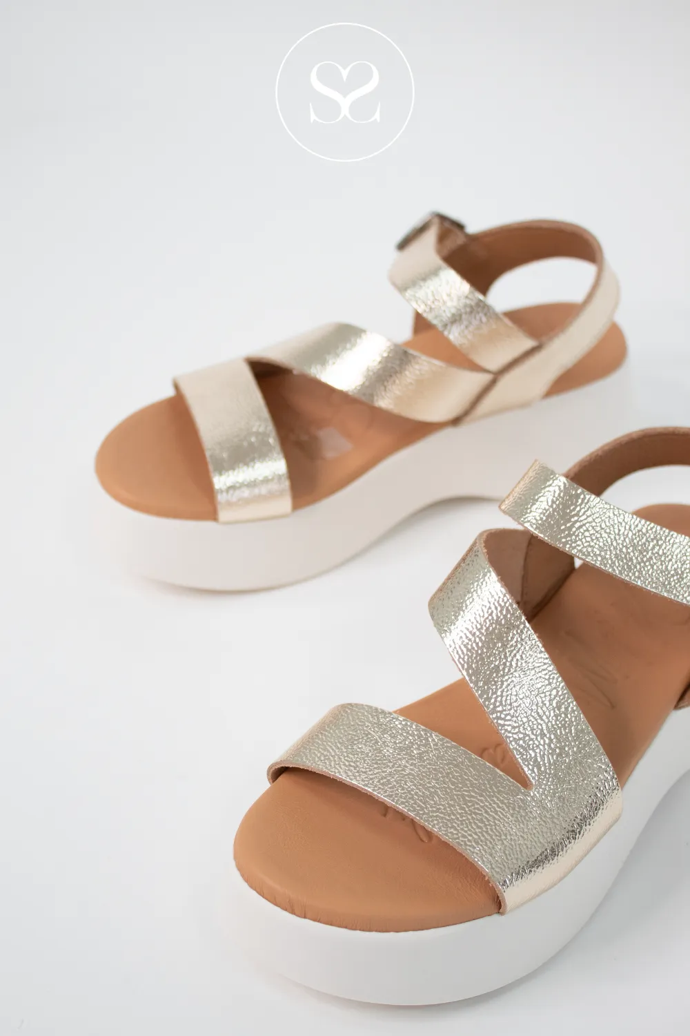 OH MY SANDALS 5685 GOLD LEATHER CHUNKY SANDALS