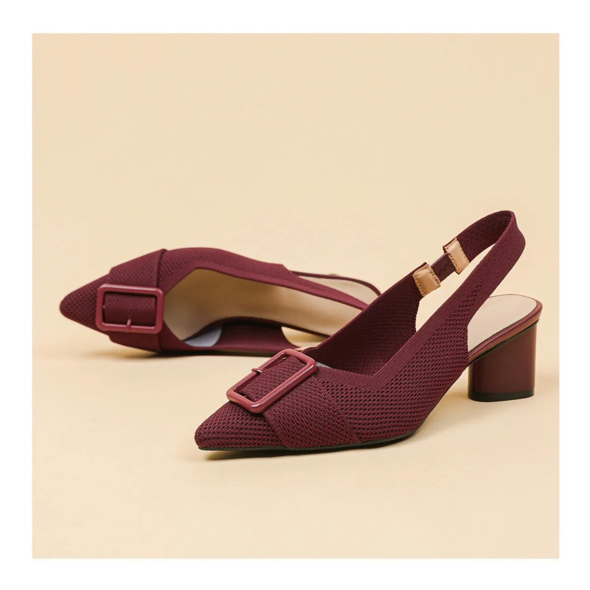 Point Head Light Mouth Knitted Hollow Breathable Buckle High Heel Sandals Shoes