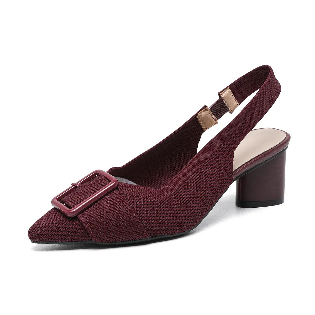 Point Head Light Mouth Knitted Hollow Breathable Buckle High Heel Sandals Shoes