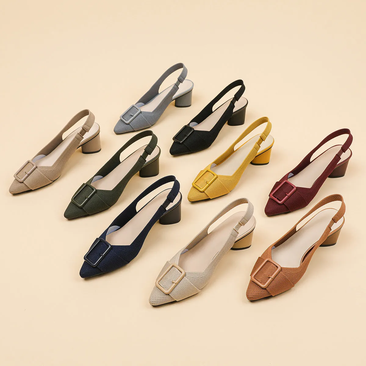 Point Head Light Mouth Knitted Hollow Breathable Buckle High Heel Sandals Shoes