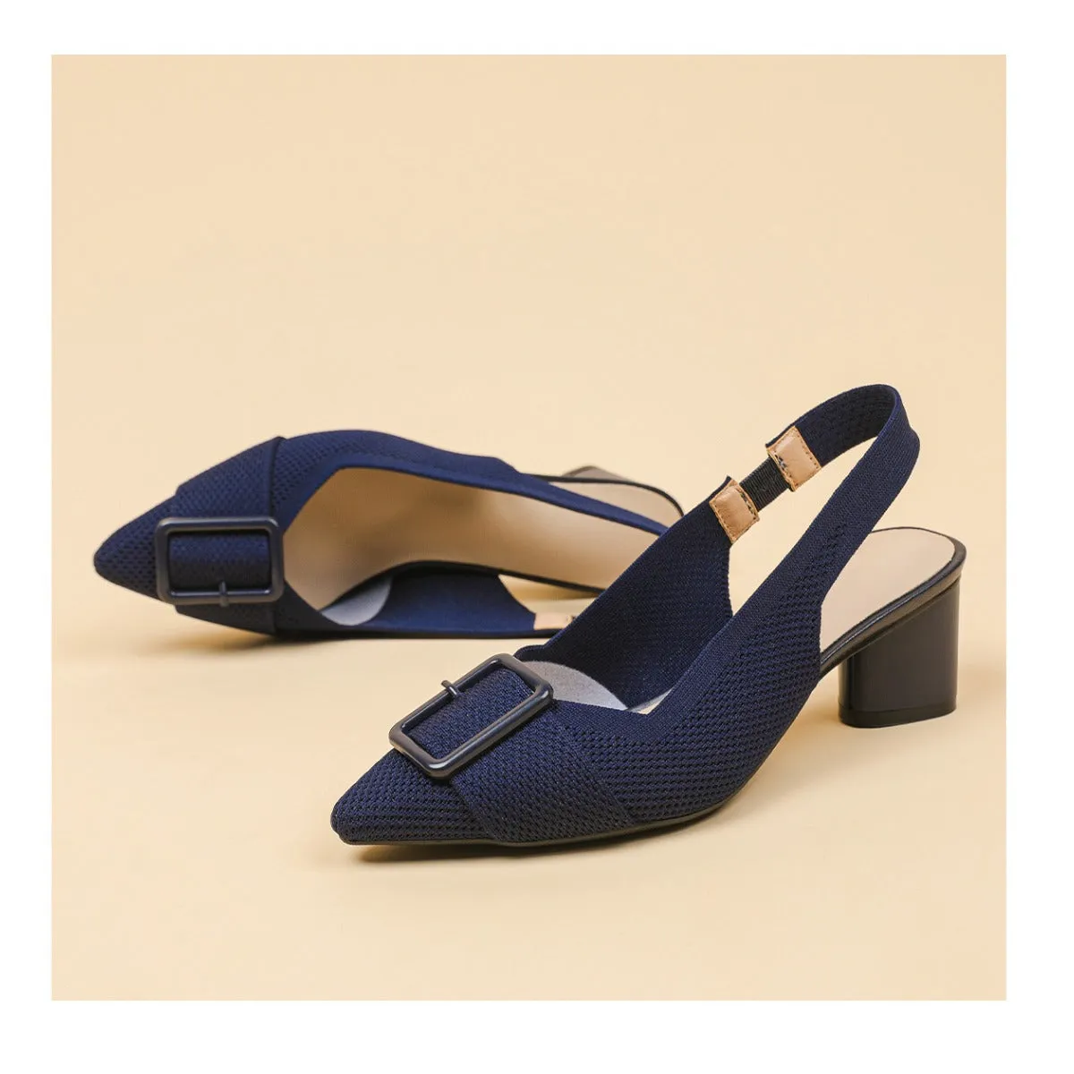 Point Head Light Mouth Knitted Hollow Breathable Buckle High Heel Sandals Shoes