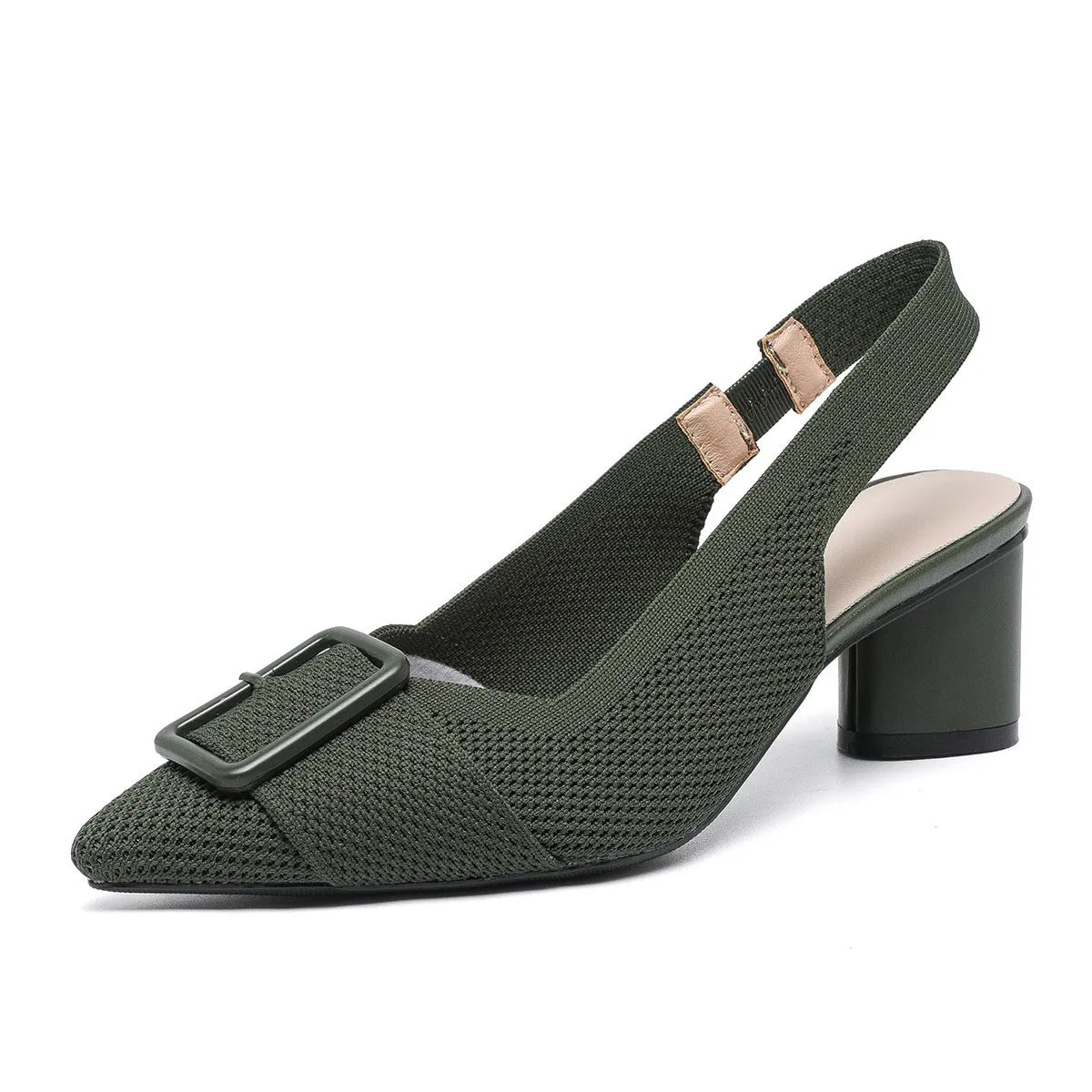 Point Head Light Mouth Knitted Hollow Breathable Buckle High Heel Sandals Shoes
