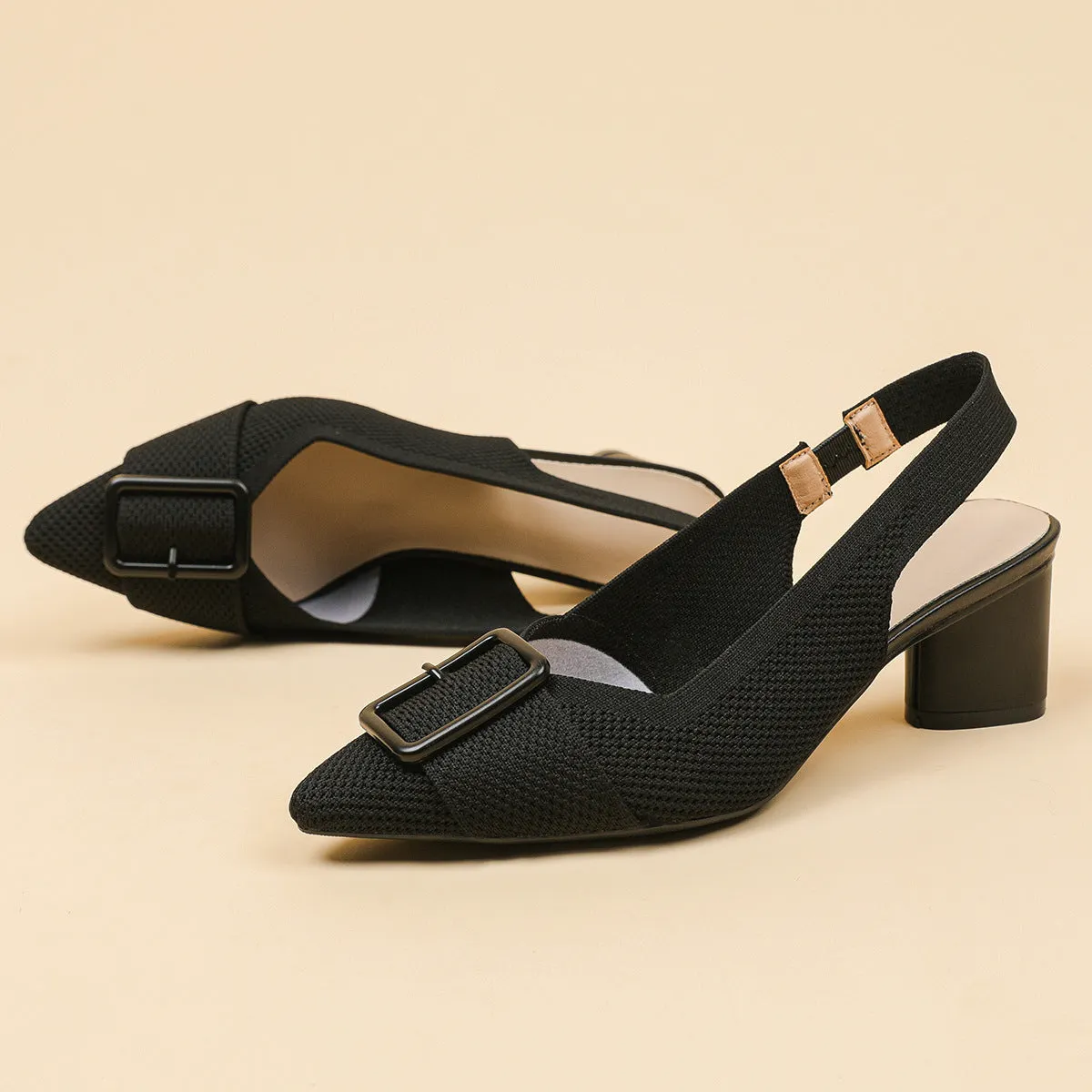 Point Head Light Mouth Knitted Hollow Breathable Buckle High Heel Sandals Shoes