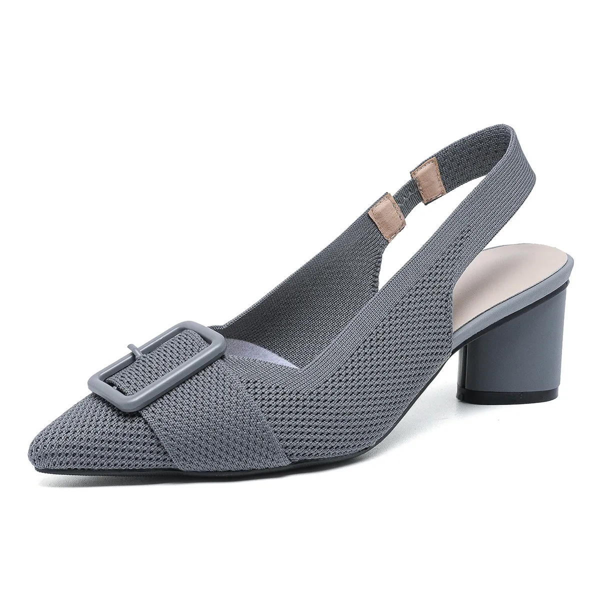 Point Head Light Mouth Knitted Hollow Breathable Buckle High Heel Sandals Shoes