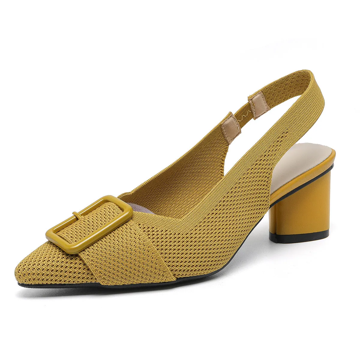 Point Head Light Mouth Knitted Hollow Breathable Buckle High Heel Sandals Shoes