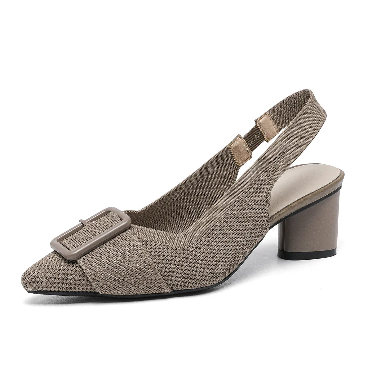 Point Head Light Mouth Knitted Hollow Breathable Buckle High Heel Sandals Shoes