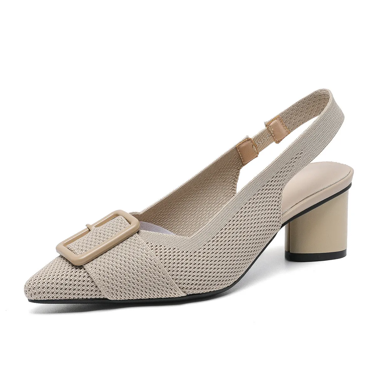 Point Head Light Mouth Knitted Hollow Breathable Buckle High Heel Sandals Shoes