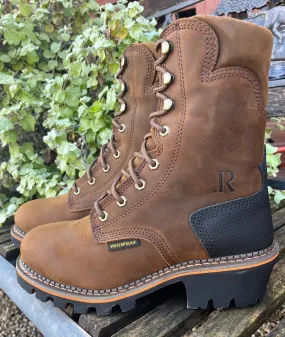 R. Watson Men's Peanut Cowhide Composite Toe Waterproof Logger Laceup Work Boot RW1300-CT-W