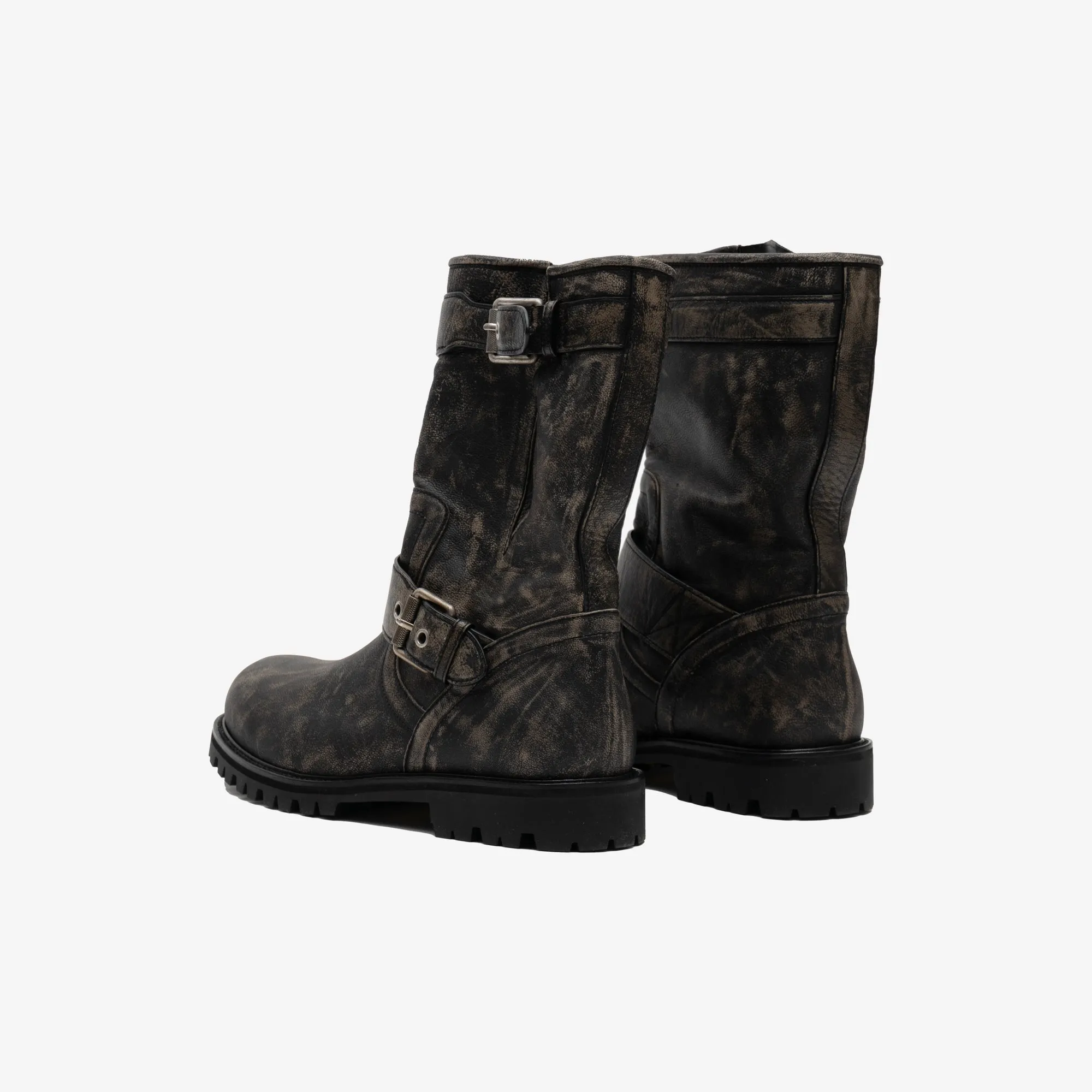 Runway Leather Buckle Boots