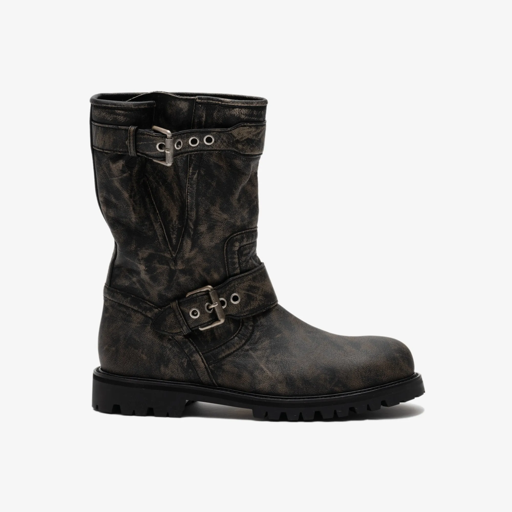 Runway Leather Buckle Boots