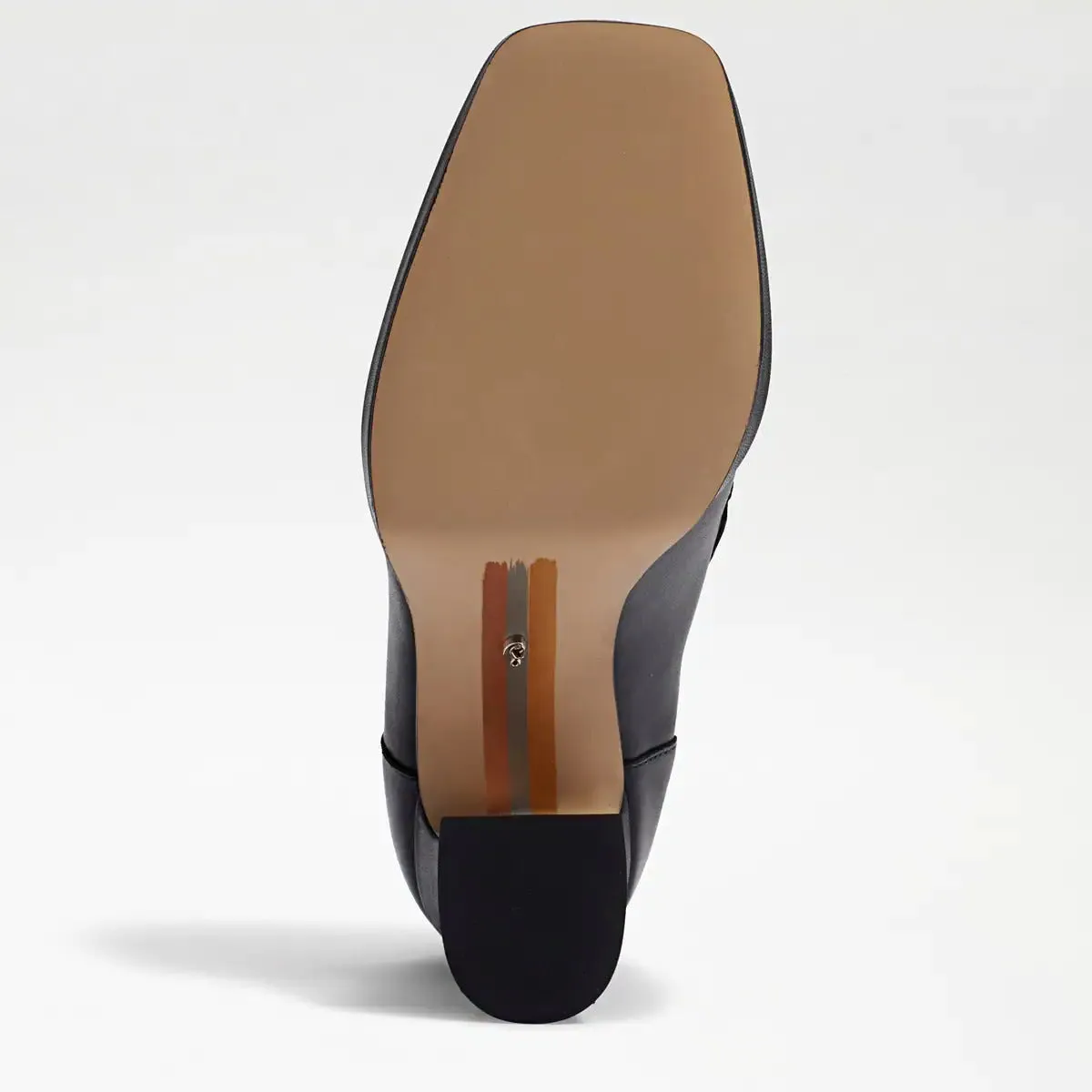 Sam Edelman Jeanette Black Box Leather Squared Toe Slip On High Platform Loafers