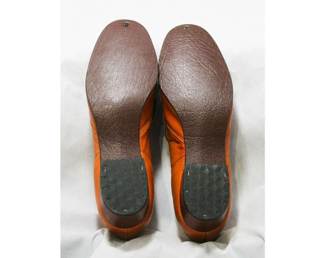 Size 7 1960s Shoes - Caramel Leather Loafers - 60s Shoes - Nice Quality - Hipster 60s - Loafer Style - Unworn 60's Deadstock - 44153-4