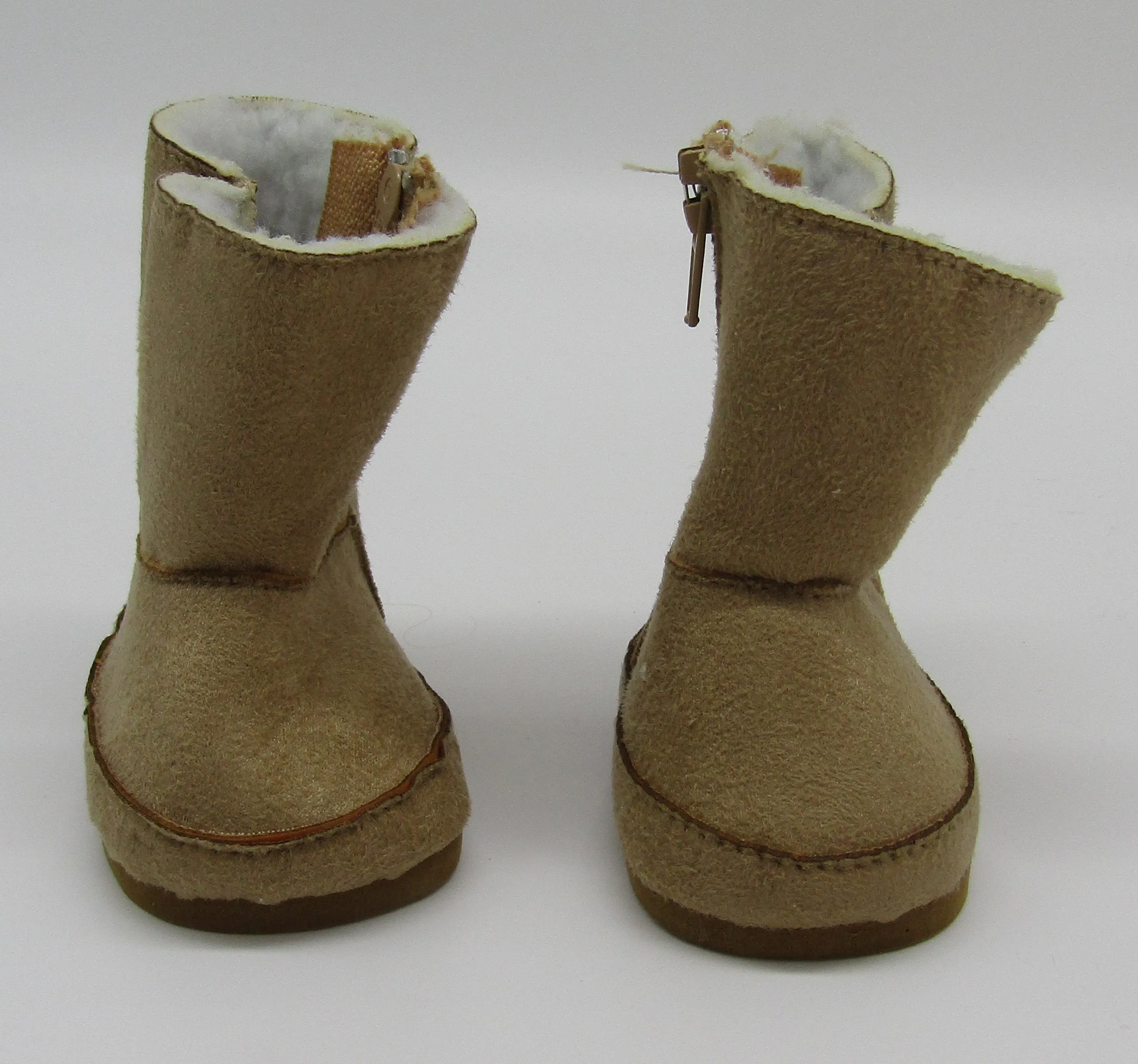 Suede Fur-Lined Boots 18 & 15 inch Doll: Tan
