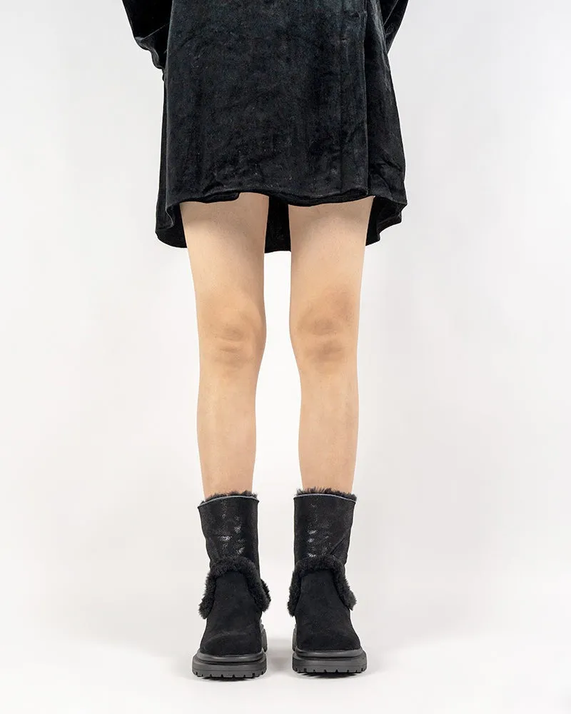 Suede Mid Calf Fur Lined Winter Snow Boots