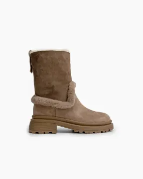 Suede Mid Calf Fur Lined Winter Snow Boots