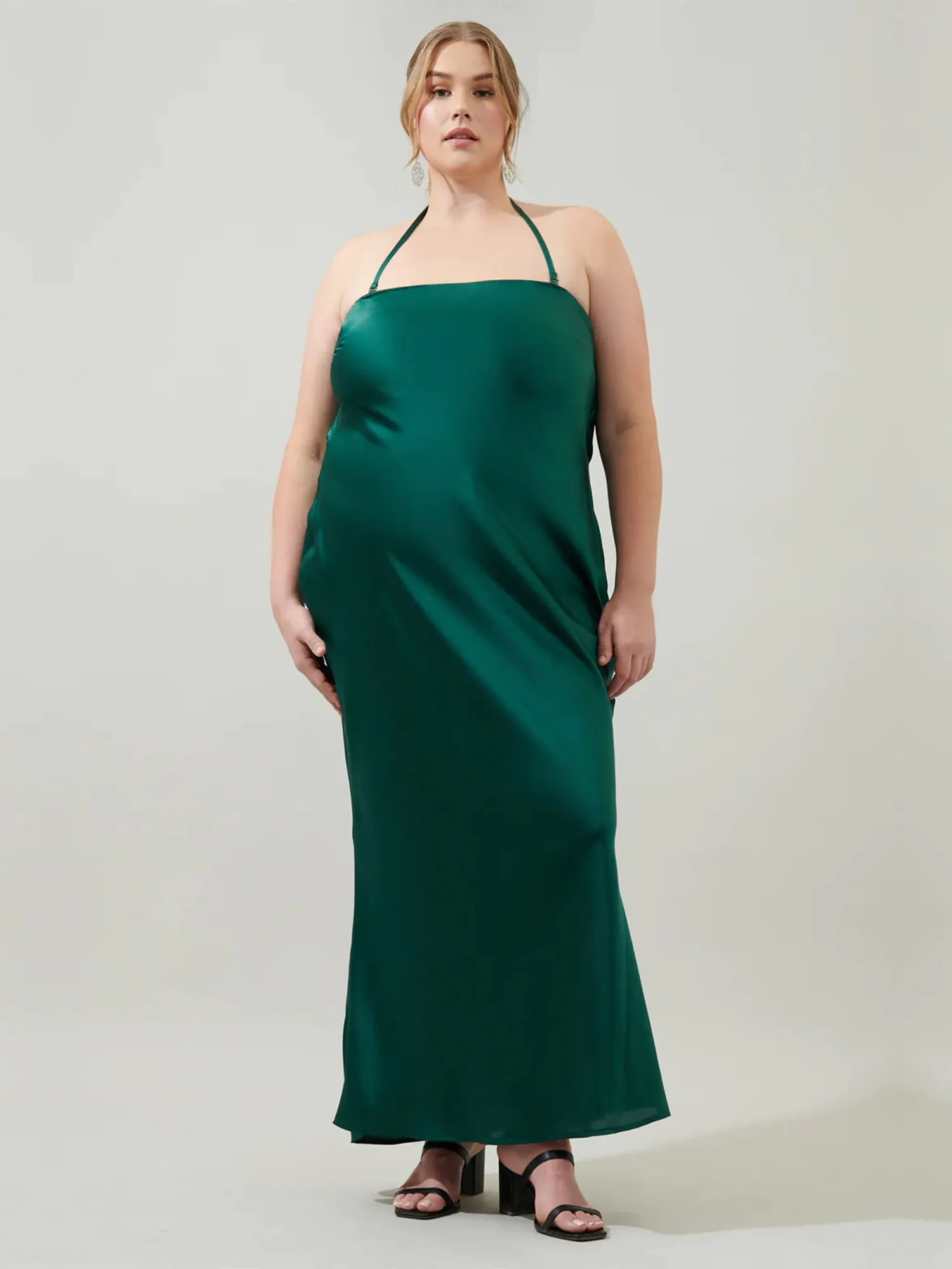 Sugarlips Plus Open Back Satin Maxi Dress - Brands We Love