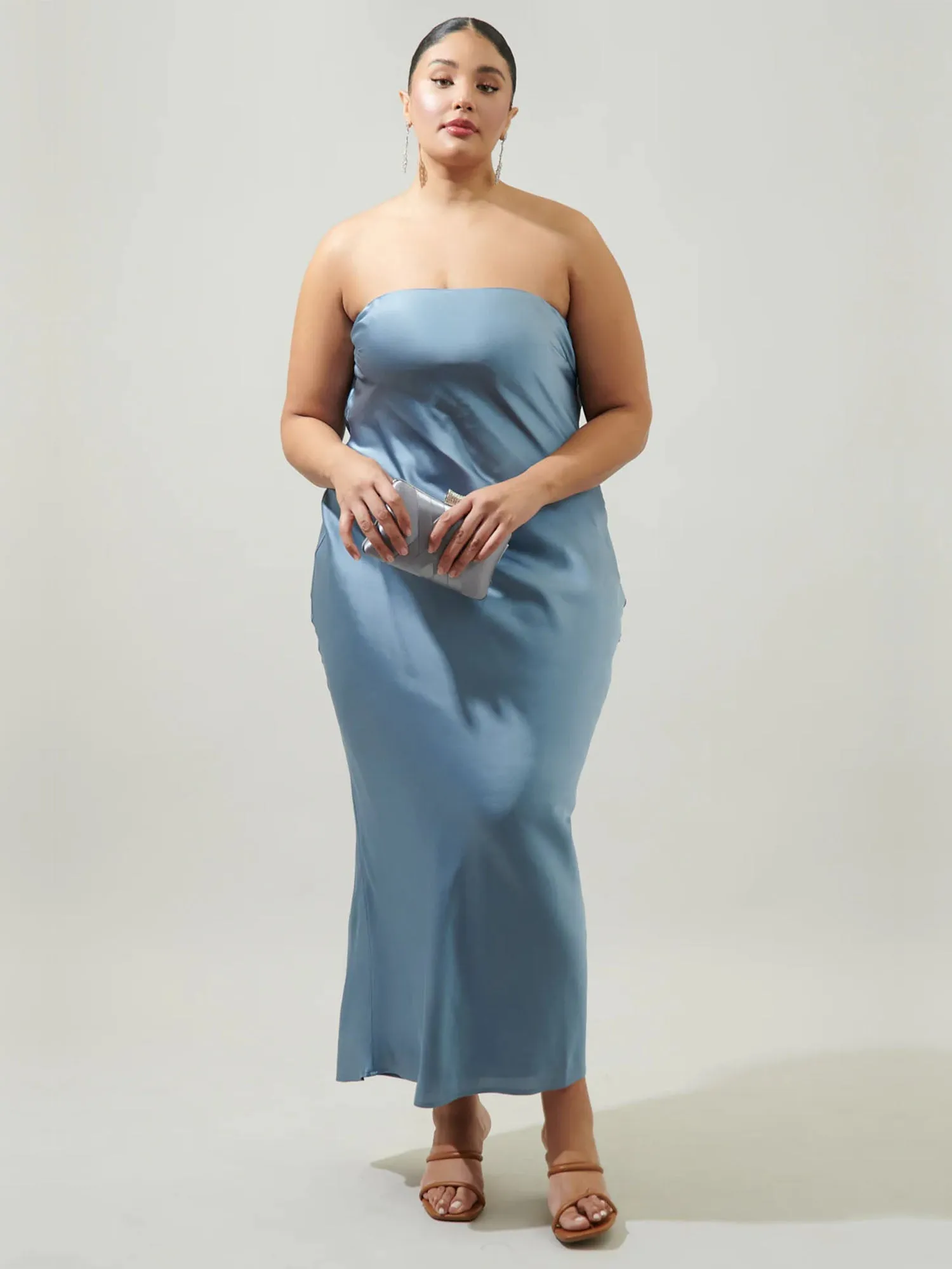 Sugarlips Plus Open Back Satin Maxi Dress - Brands We Love
