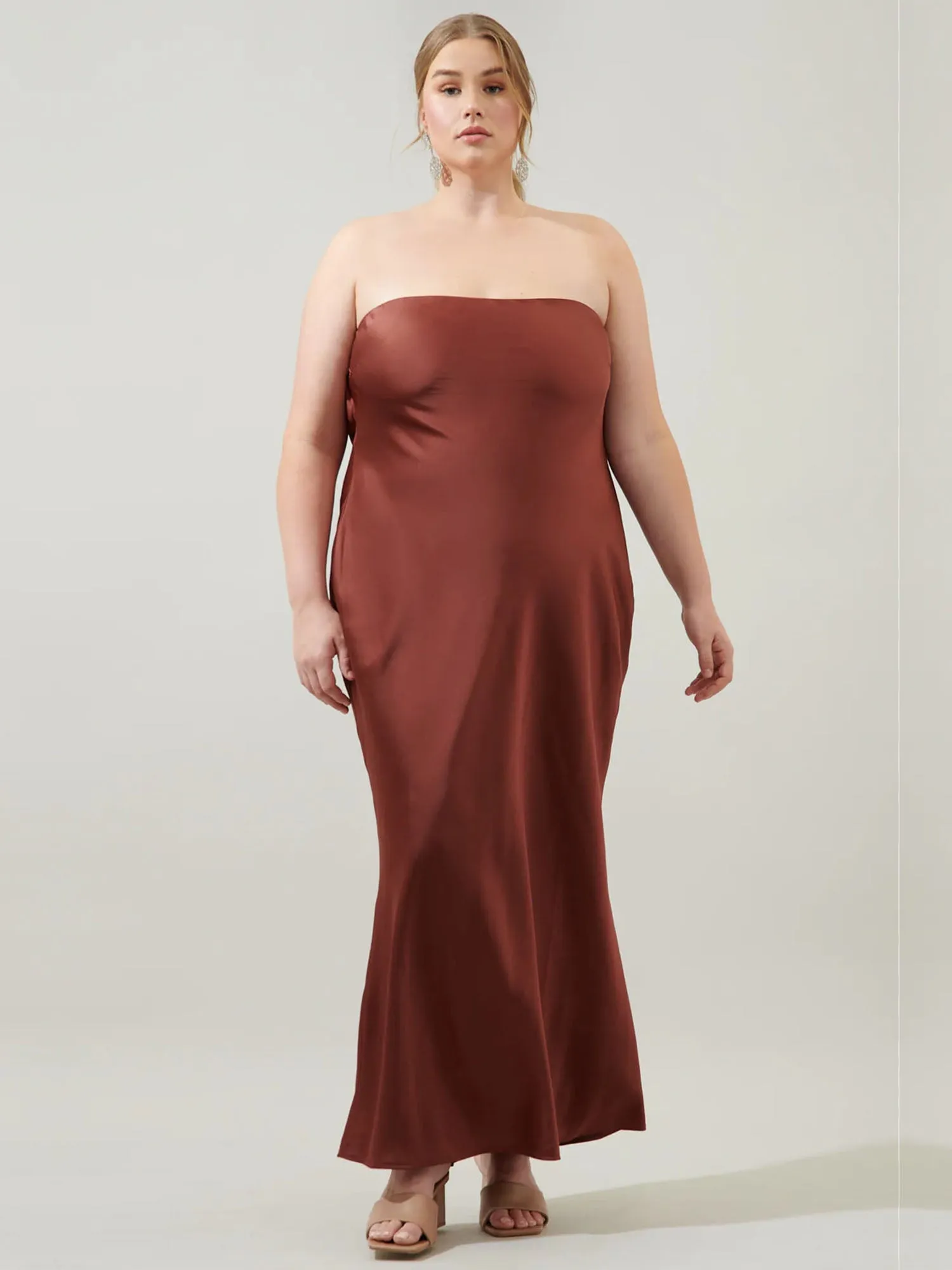 Sugarlips Plus Open Back Satin Maxi Dress - Brands We Love