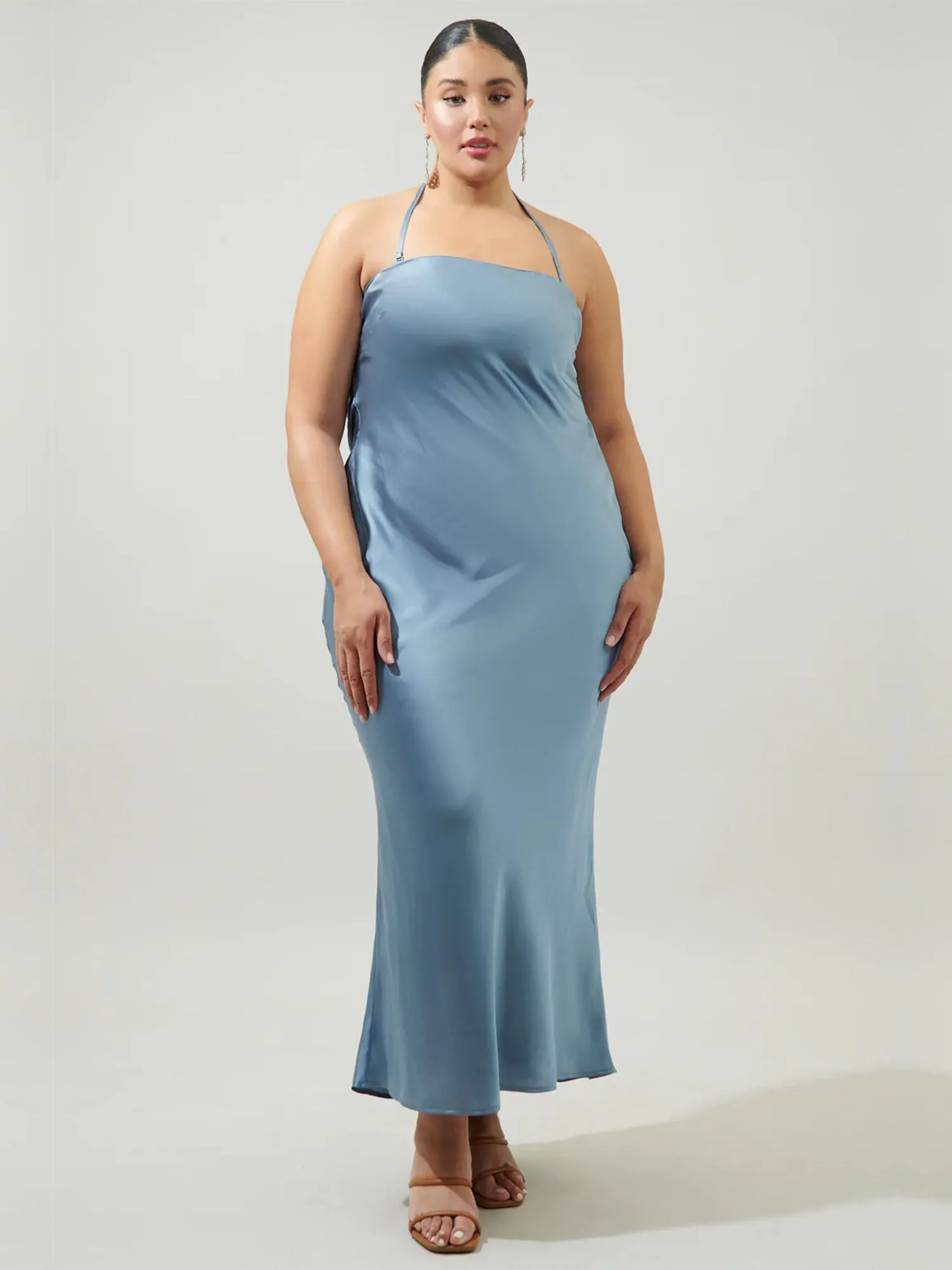 Sugarlips Plus Open Back Satin Maxi Dress - Brands We Love