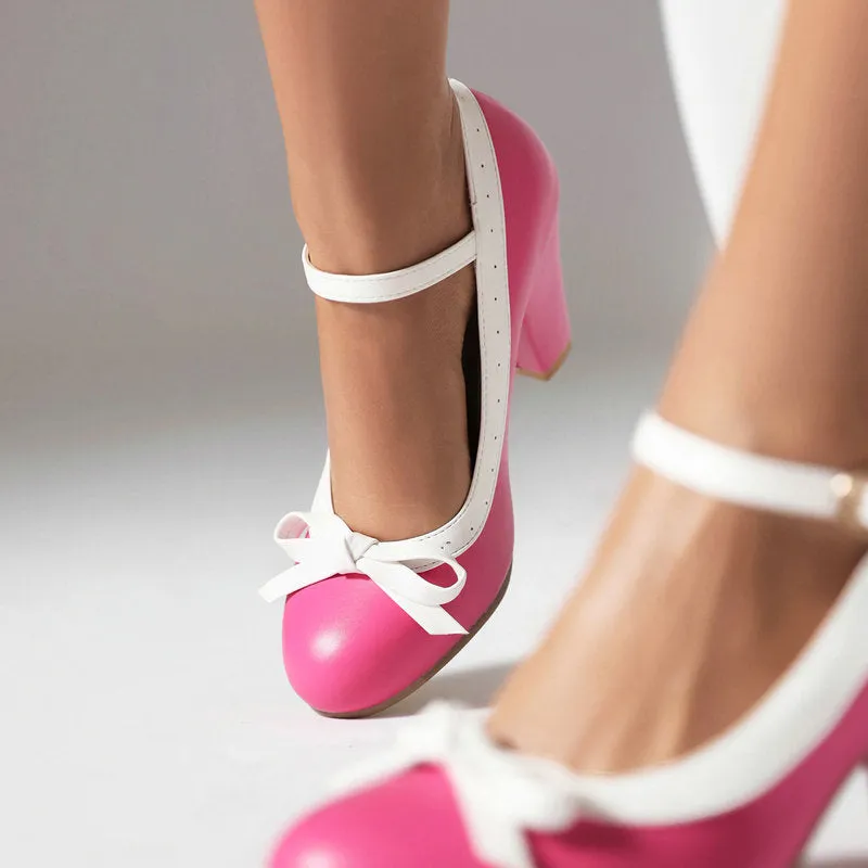 Sweet Soft Girl High Heels Cos Women's Round Toe Bow Single Shoes Lolita Shoes