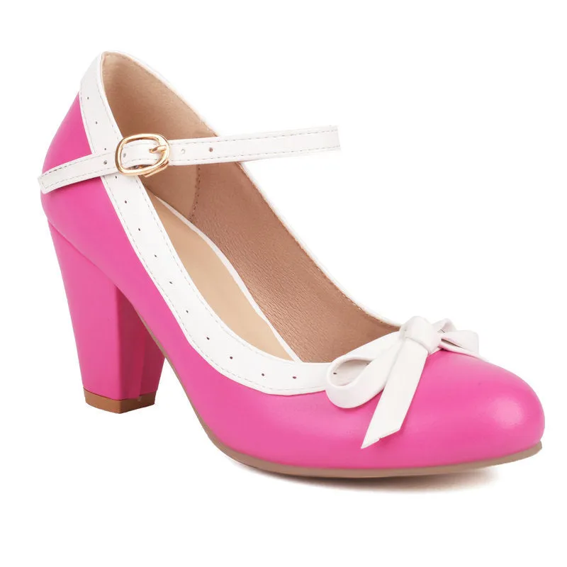 Sweet Soft Girl High Heels Cos Women's Round Toe Bow Single Shoes Lolita Shoes