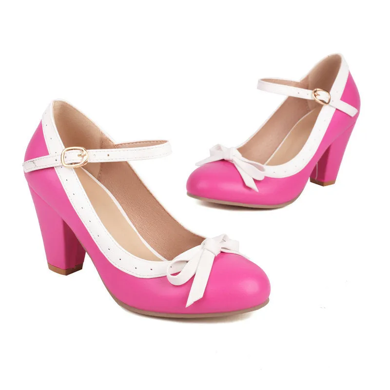 Sweet Soft Girl High Heels Cos Women's Round Toe Bow Single Shoes Lolita Shoes