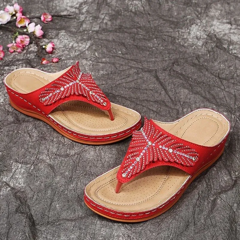 Vanccy Slope Heel Flip Flops Sandals