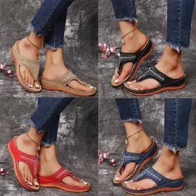 Vanccy Slope Heel Flip Flops Sandals
