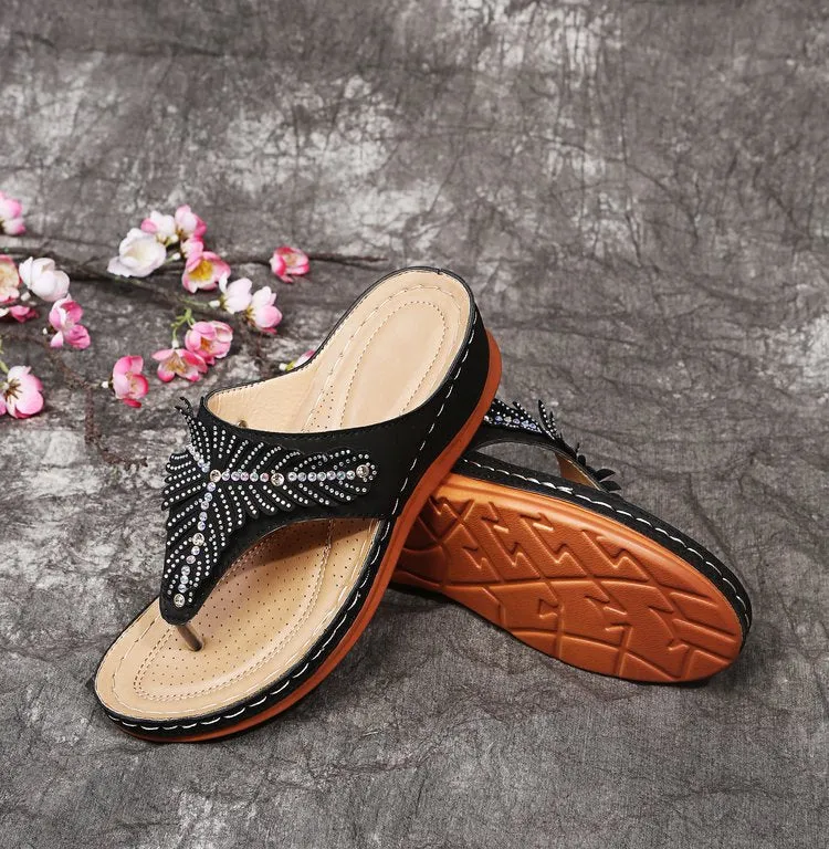 Vanccy Slope Heel Flip Flops Sandals