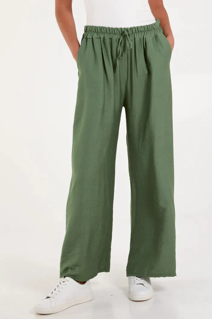 Wide Leg Crepe Trousers