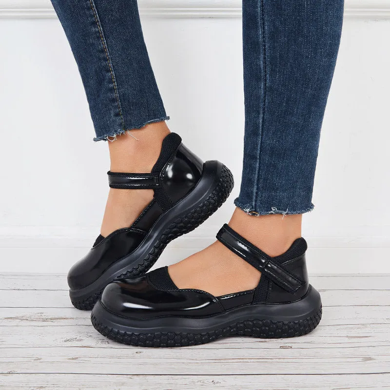 Women Mary Jane Closed Toe Platform Ankle Strap Shoes