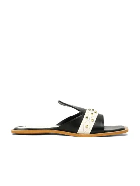 Women's Black Flat Fashion Beads Strap Lightweight Sandals