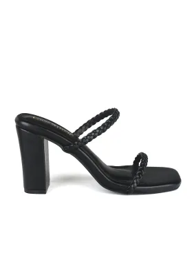 Women's Black Open Toe Block Heel Lightweight Sandals