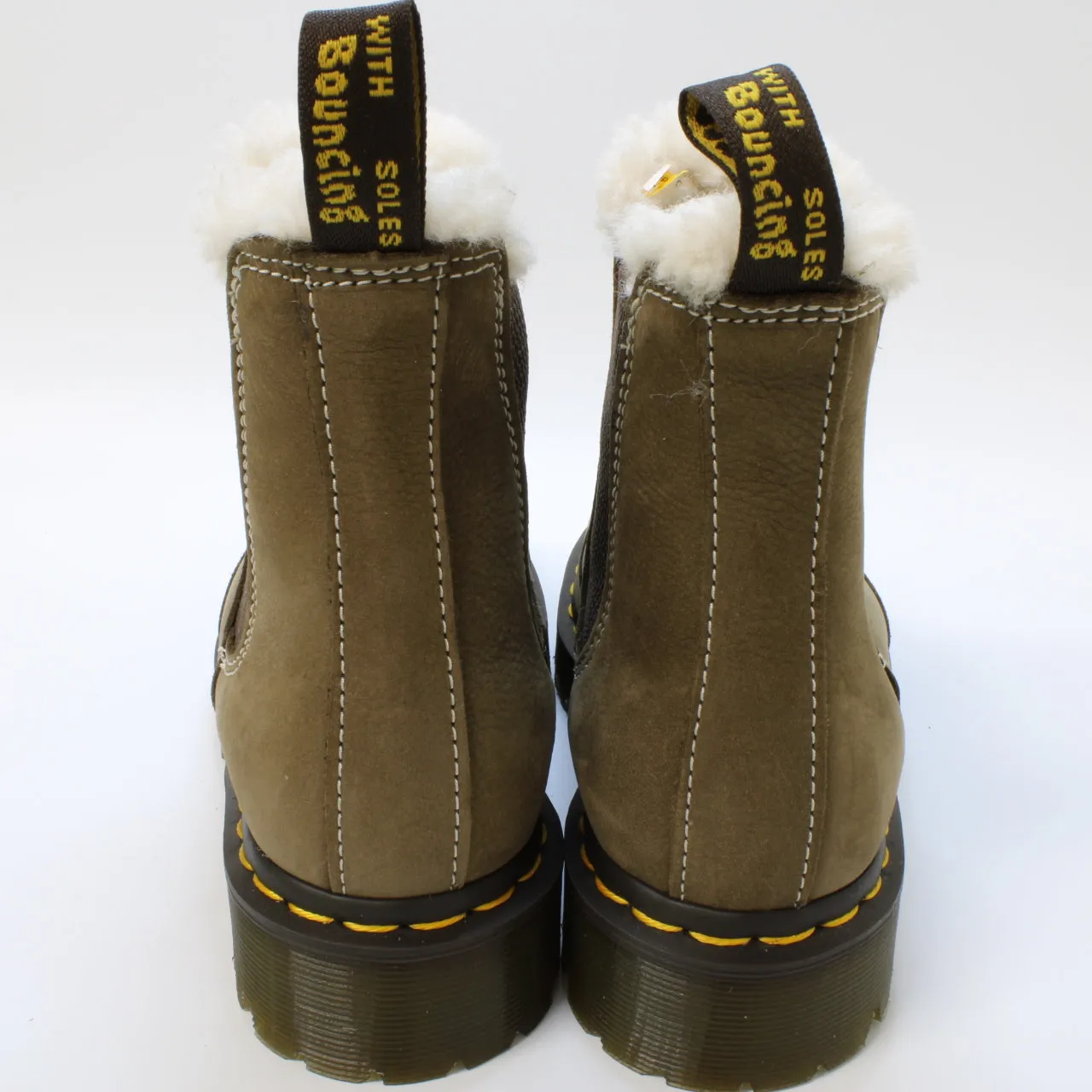 Womens Dr. Martens 2976 WP Fur Lined Boots Dark Khaki Buttersoft
