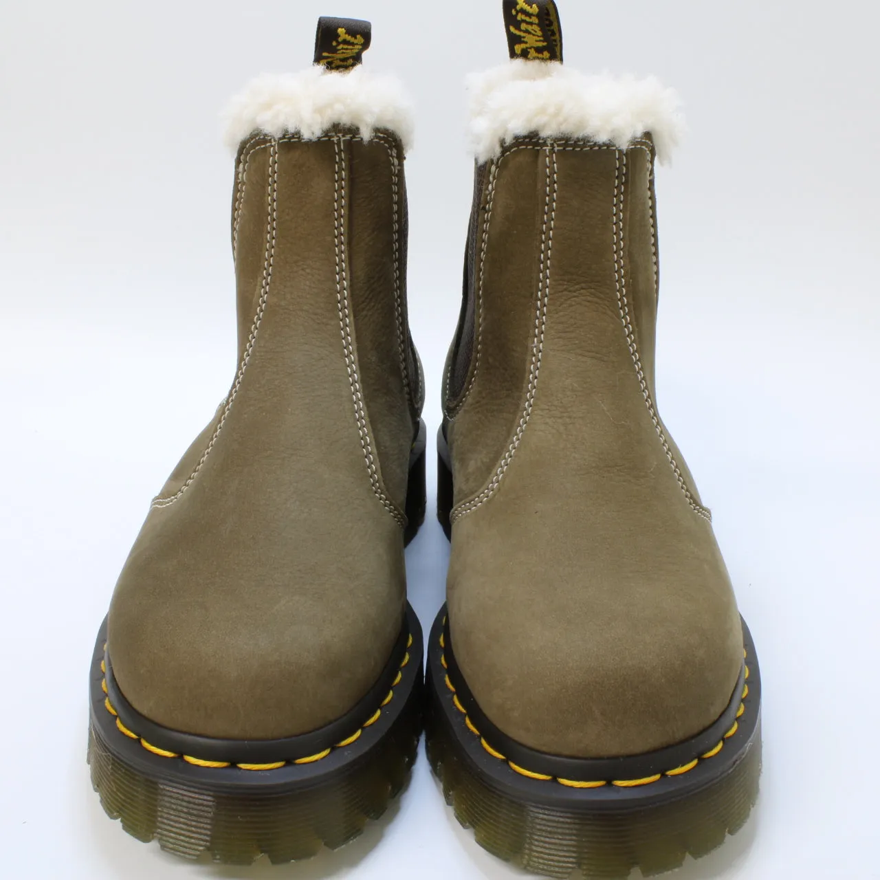 Womens Dr. Martens 2976 WP Fur Lined Boots Dark Khaki Buttersoft