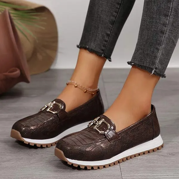 Women's Metallic Buckle Chunky Loafers 31339237C