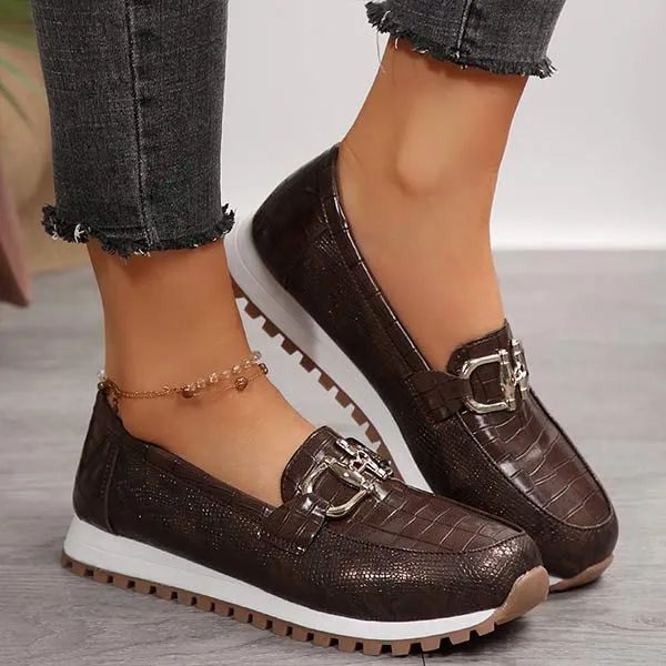 Women's Metallic Buckle Chunky Loafers 31339237C