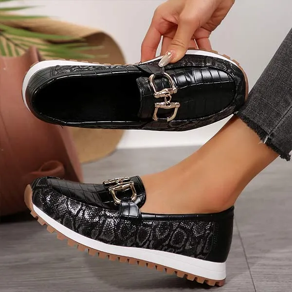 Women's Metallic Buckle Chunky Loafers 31339237C