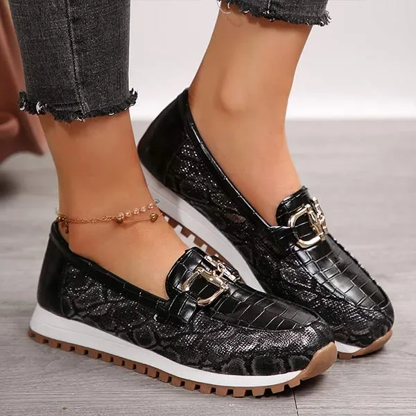 Women's Metallic Buckle Chunky Loafers 31339237C