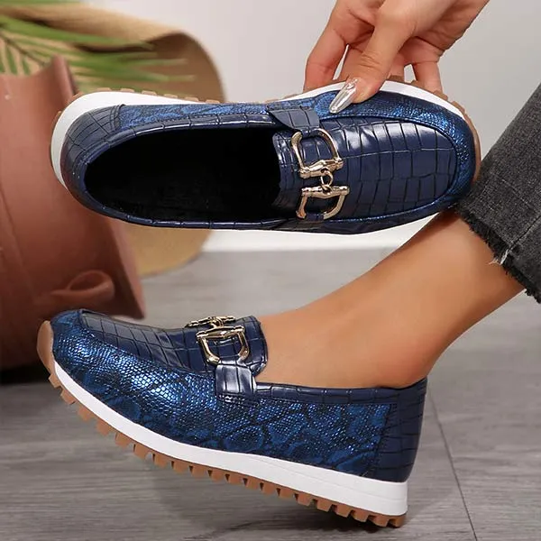 Women's Metallic Buckle Chunky Loafers 31339237C