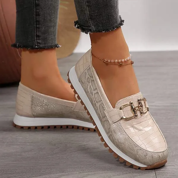 Women's Metallic Buckle Chunky Loafers 31339237C