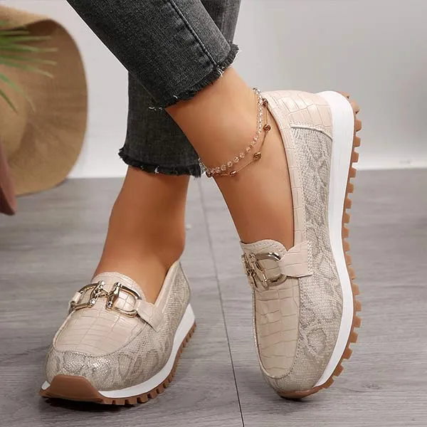 Women's Metallic Buckle Chunky Loafers 31339237C