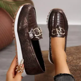 Women's Metallic Buckle Chunky Loafers 31339237C