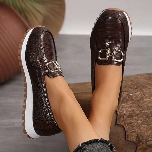 Women's Metallic Buckle Chunky Loafers 31339237C