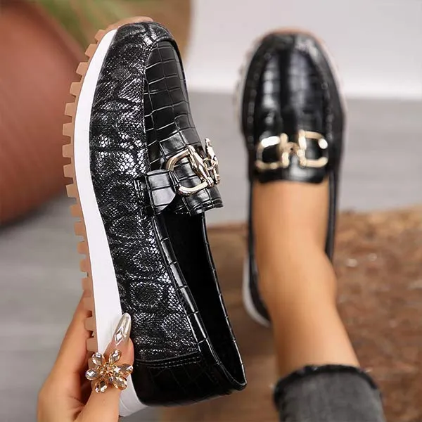 Women's Metallic Buckle Chunky Loafers 31339237C