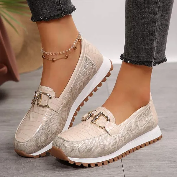 Women's Metallic Buckle Chunky Loafers 31339237C
