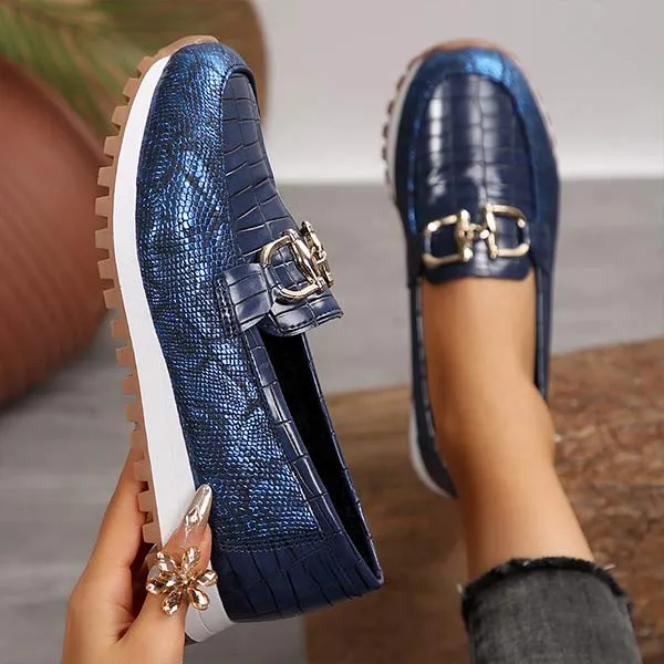 Women's Metallic Buckle Chunky Loafers 31339237C