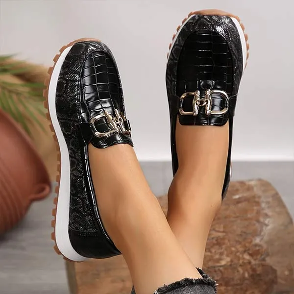 Women's Metallic Buckle Chunky Loafers 31339237C