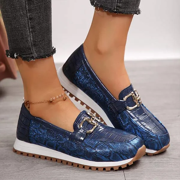 Women's Metallic Buckle Chunky Loafers 31339237C