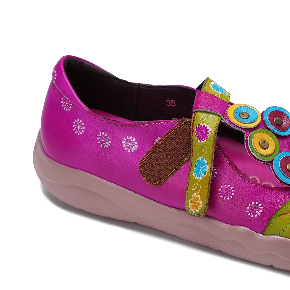 Zalor Bohemian Spliced Velcro Flats For Comfortable Casual Wear